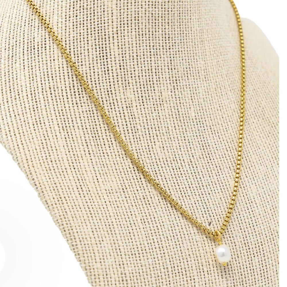 Gold Chain Necklace with Pearl Pendant